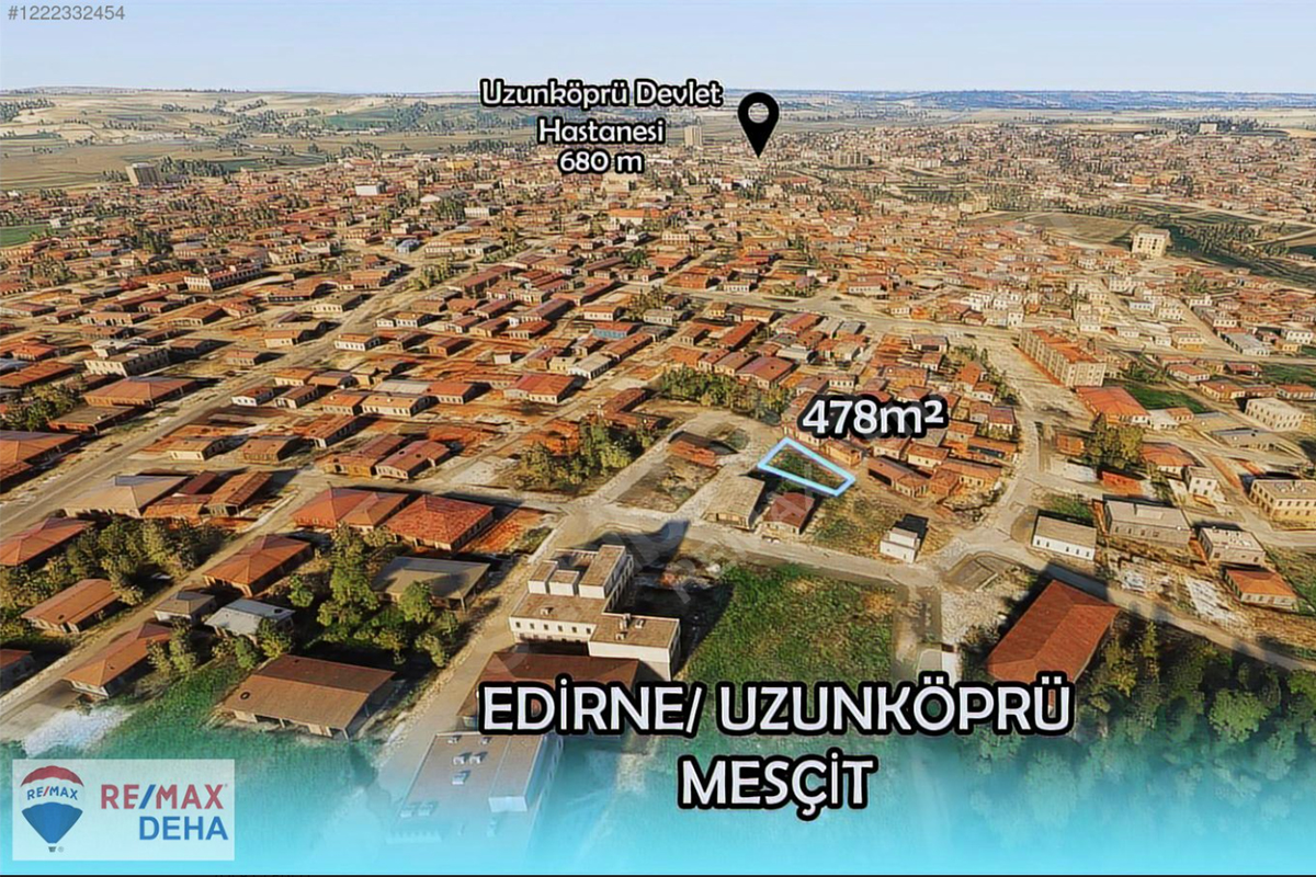 EDİRNE UZUNKÖPRÜ`DE 478 m² SATILIK İMARLI ARSA