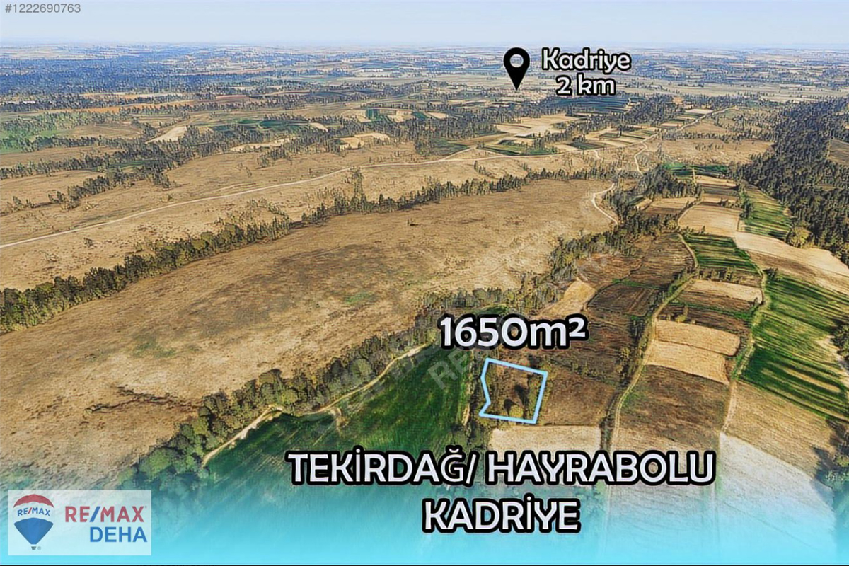 TEKİRDAĞ HAYRABOLU KADRİYE 1.650 m² SATILIK TARLA